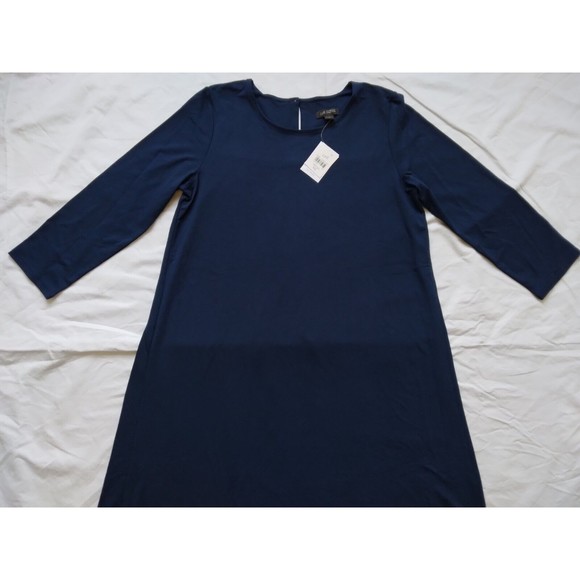 J Jill Wearever 3/4 Sleeve A Line Dress Blue Travel Career Womens Size XS - Picture 2 of 8